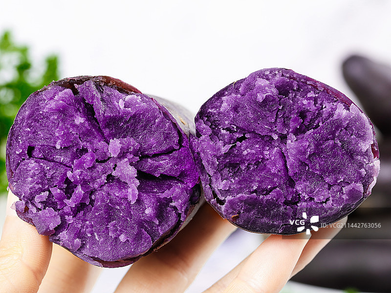 浅底上的紫土豆图片素材