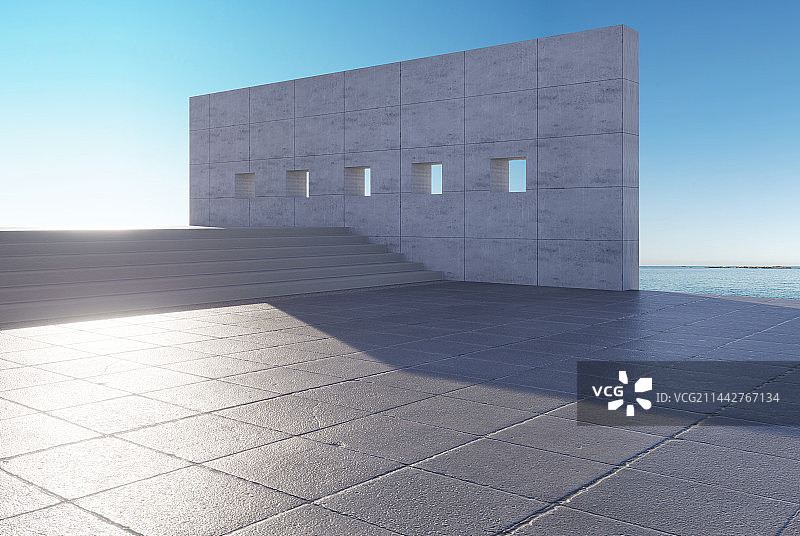 3D渲染户外混凝土空间图片素材