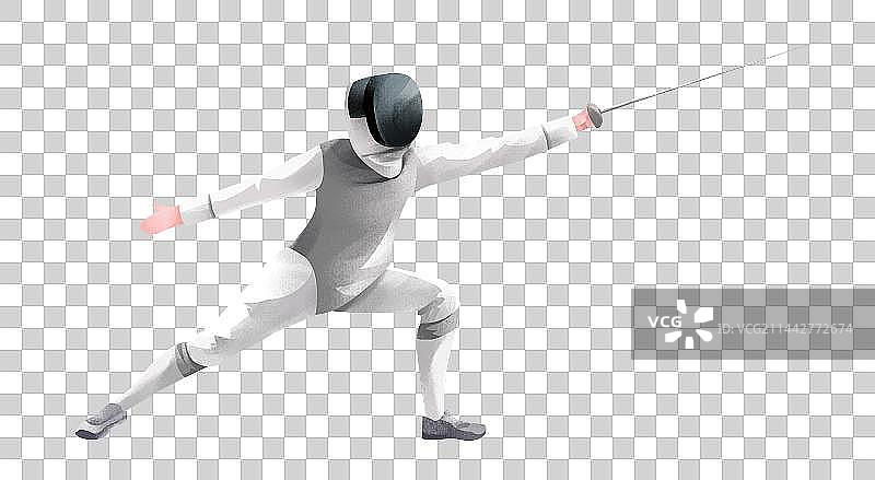 击剑动作插画图片素材