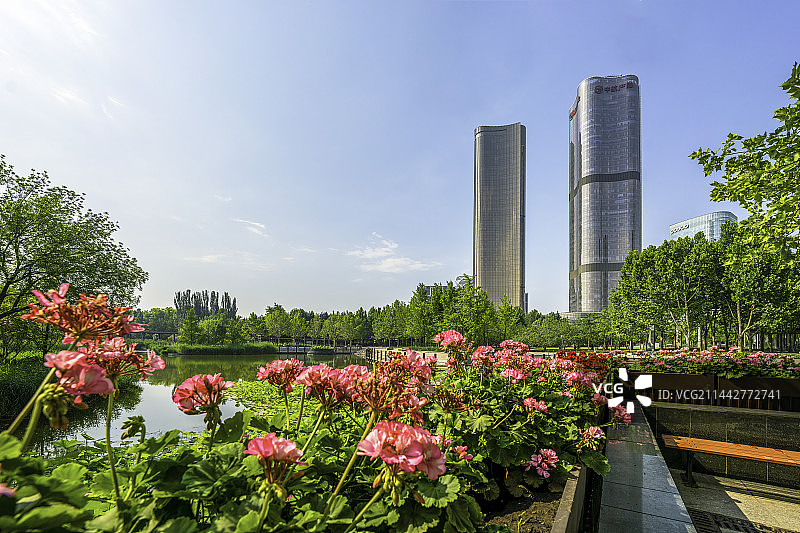 北京大望京公园夏日风光图片素材