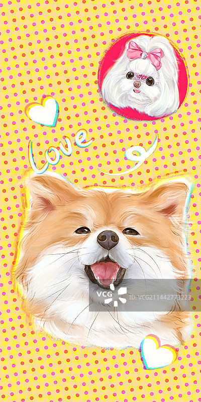 可爱小狗情侣头像/适用于情侣手机壳、壁纸等图片素材