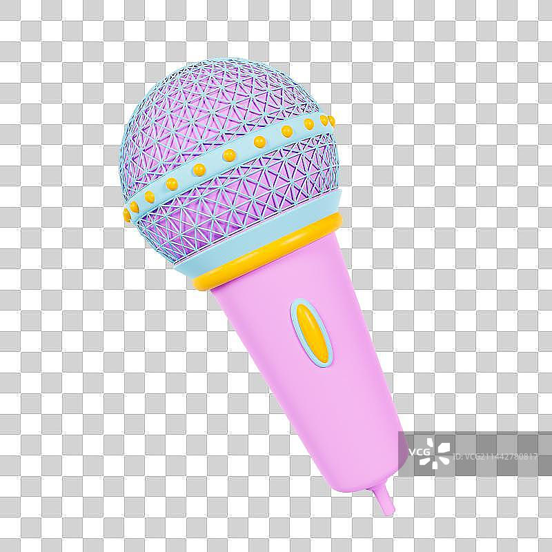 3D立体紫色麦克风元素图片素材