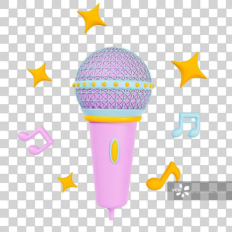 3D立体话筒音符元素图片素材