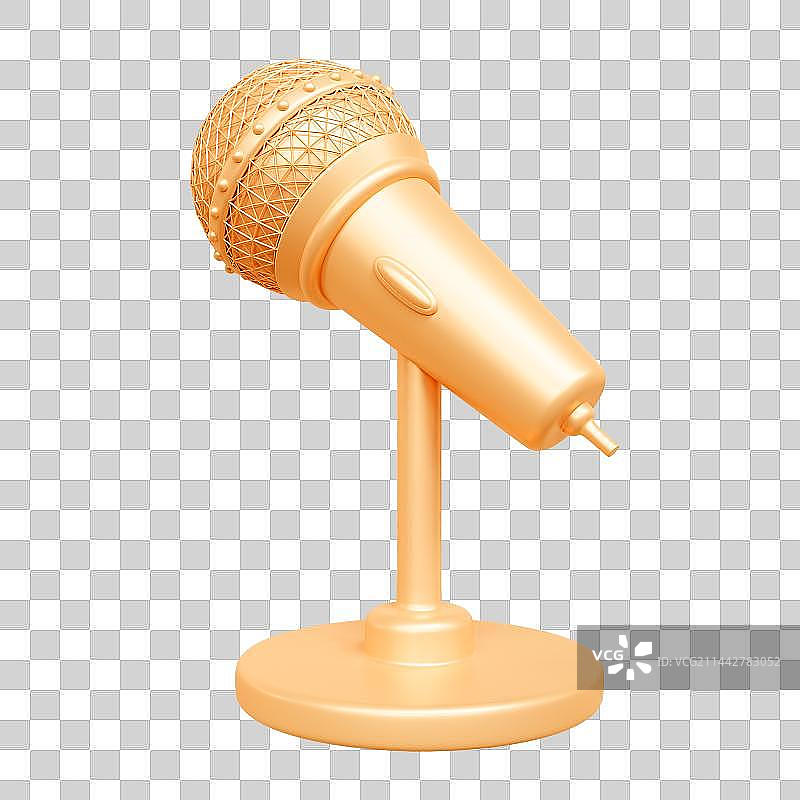 C4D立体金色话筒元素图片素材