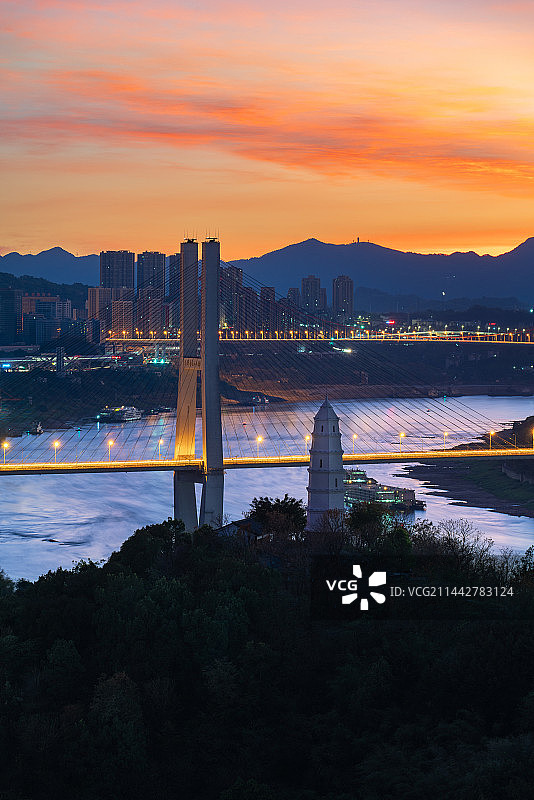 重庆大佛寺大桥夜景图片素材