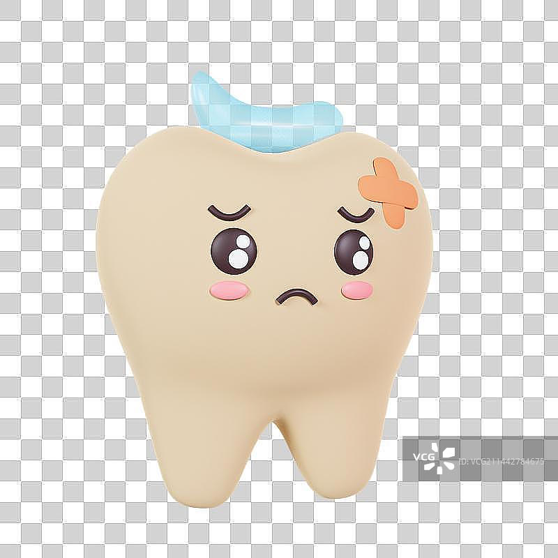 3D立体黄色牙齿元素图片素材