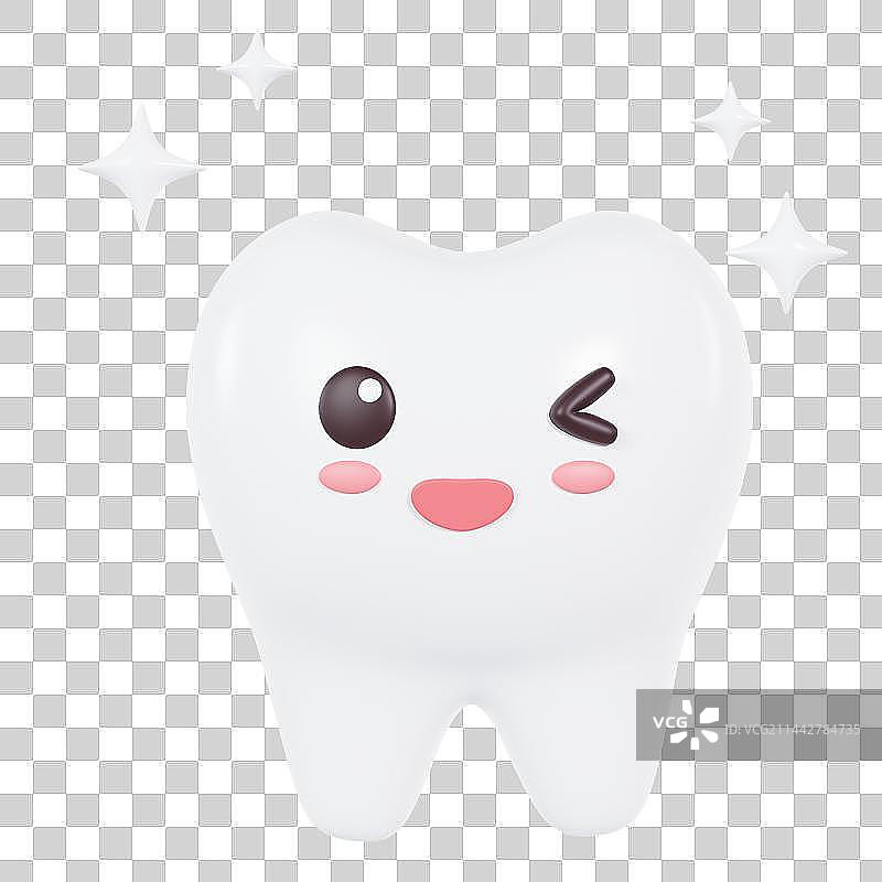 3D立体白色表情牙齿元素图片素材