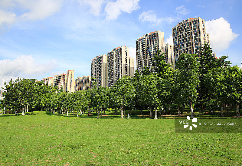 城市建筑与市内公园图片素材