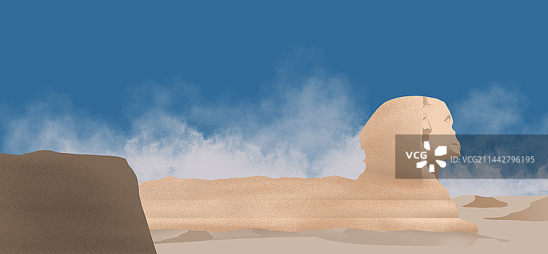 八大奇迹埃及金字塔狮身人面像古建筑历史遗迹插画图片素材