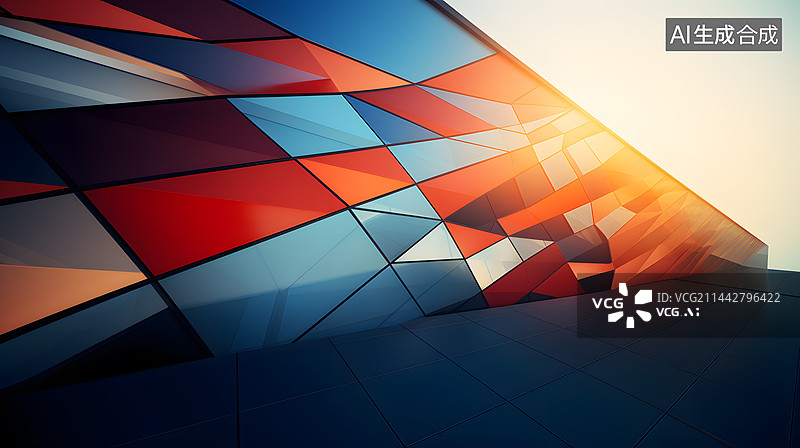 【AI数字艺术】抽象建筑的低角度视角图片素材