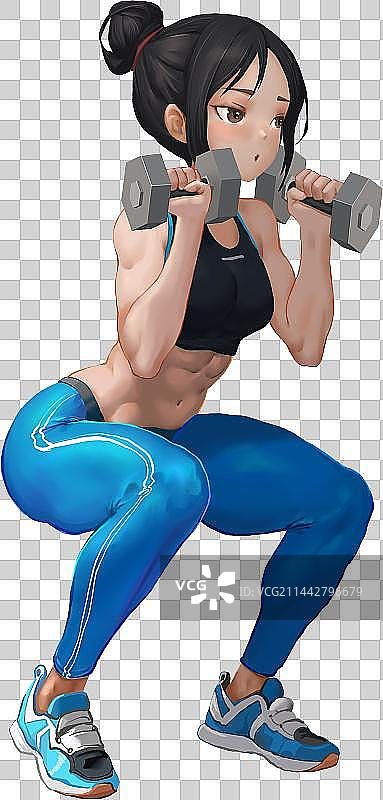 健身房女孩健身运动健身健美举哑铃图片素材