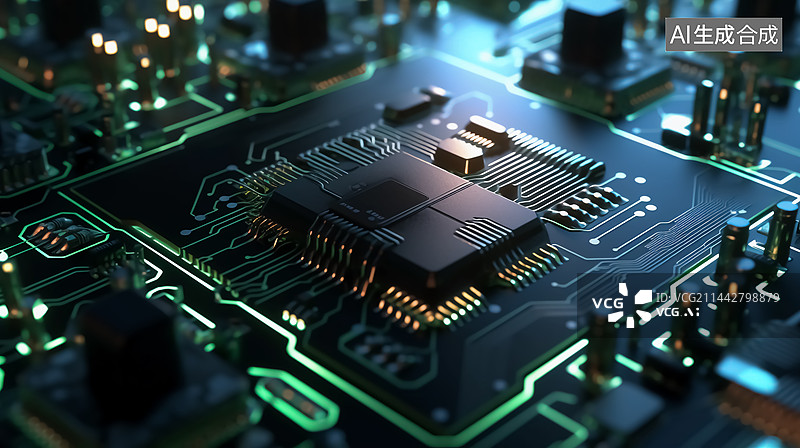 【AI数字艺术】计算机芯片科技三维插画图片素材
