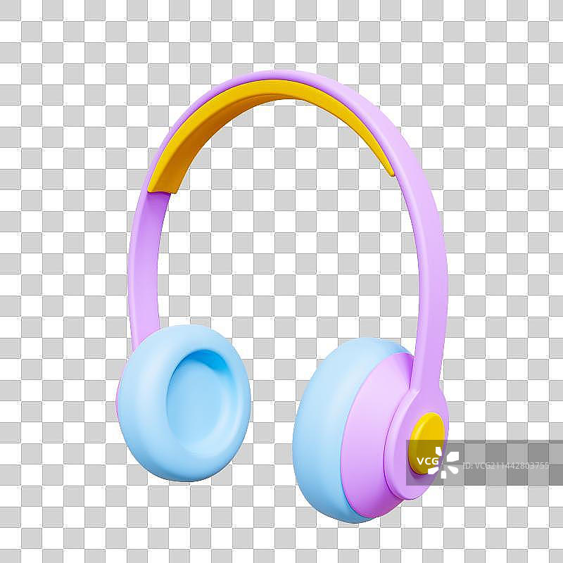 C4D立体紫色耳机图片素材