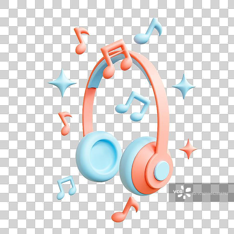 3D立体粉色耳机图片素材