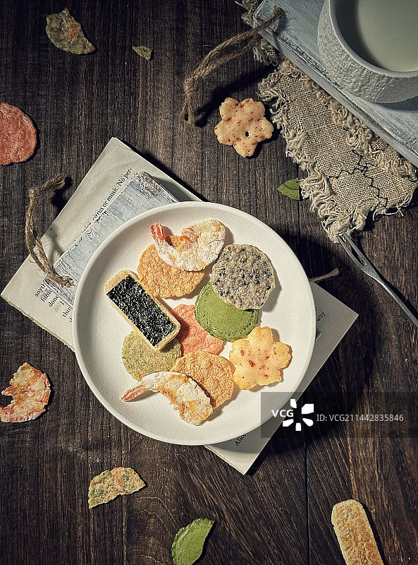 海鲜虾片小煎饼图片素材