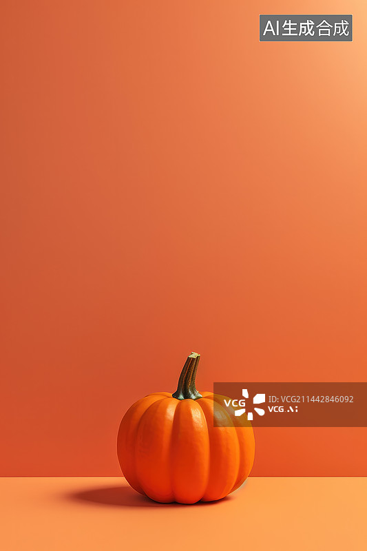【AI数字艺术】橙色背景下的南瓜特写镜头图片素材