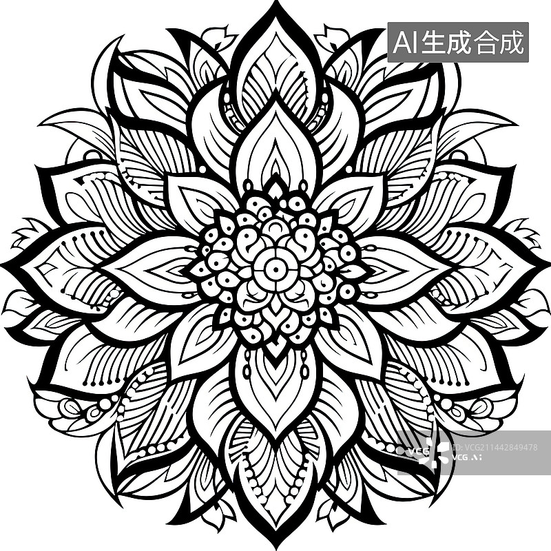 【AI数字艺术】精细的曼陀罗绘画禅绕图案图片素材