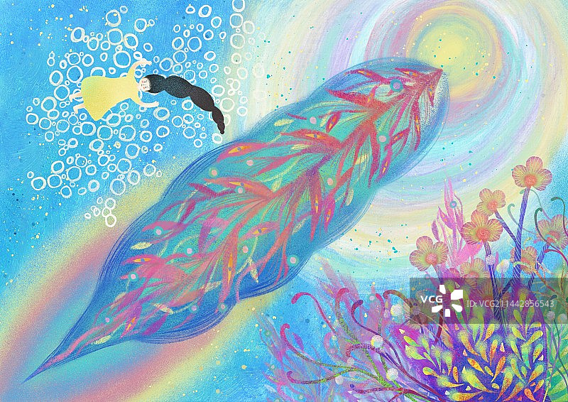 深海遨游插画图片素材