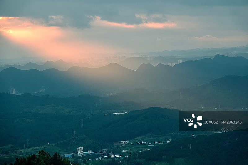 山乡暮色图片素材