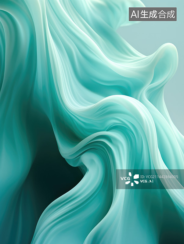 【AI数字艺术】淡绿色的波浪状抽象背景图片素材