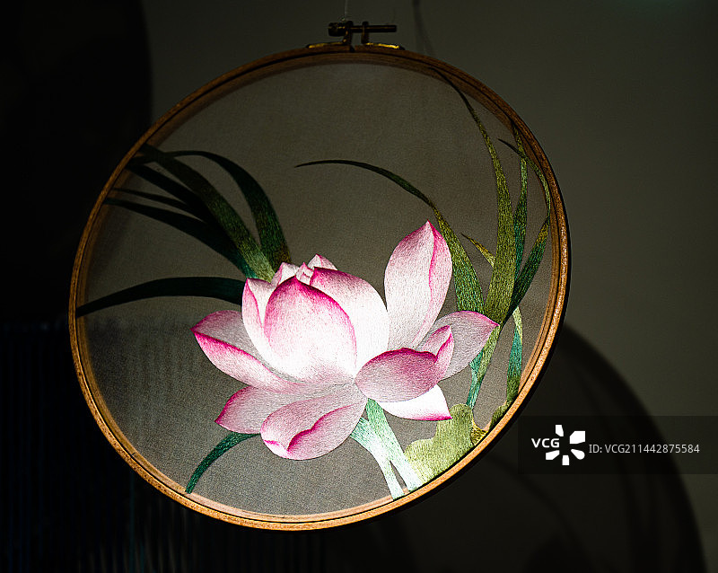 荷花刺绣图片素材