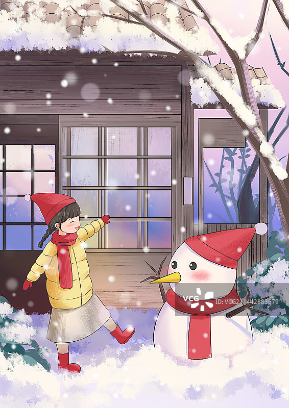 冬天室外插画图片素材
