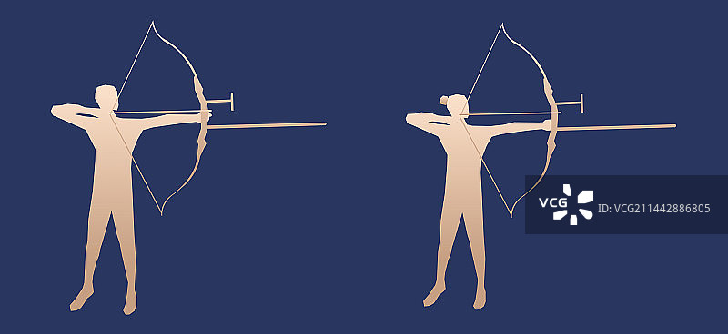射箭矢量插画，蓝金图片素材