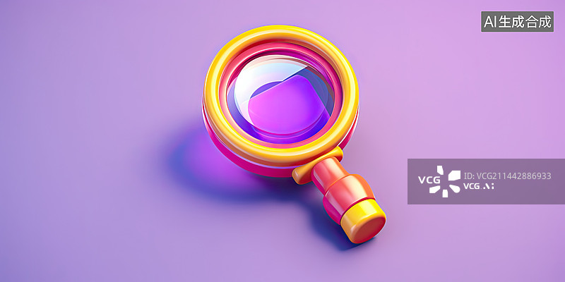 【AI数字艺术】3D渲染元素放大镜图片素材