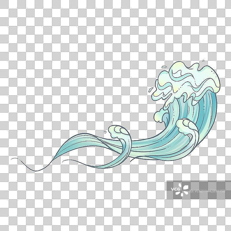 海水浪花风浪插画图片素材