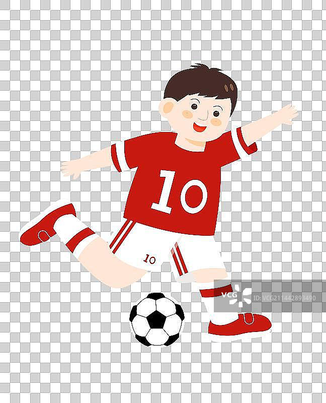 卡通儿童小孩小学生踢足球扁平矢量免抠元素图片素材