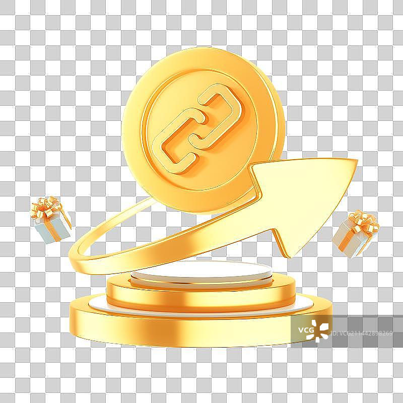 3D渲染的黄金质感的立体图标图片素材