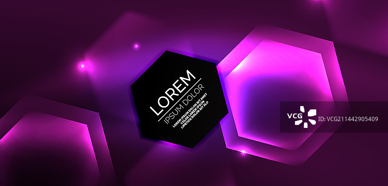 抽象的背景技术，霓虹六边形高科技图片素材