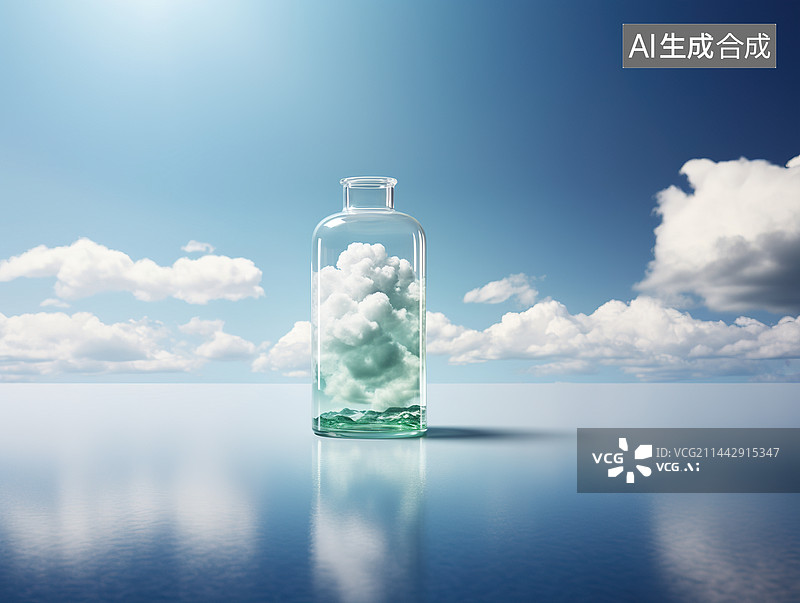 【AI数字艺术】玻璃瓶里装着云朵图片素材
