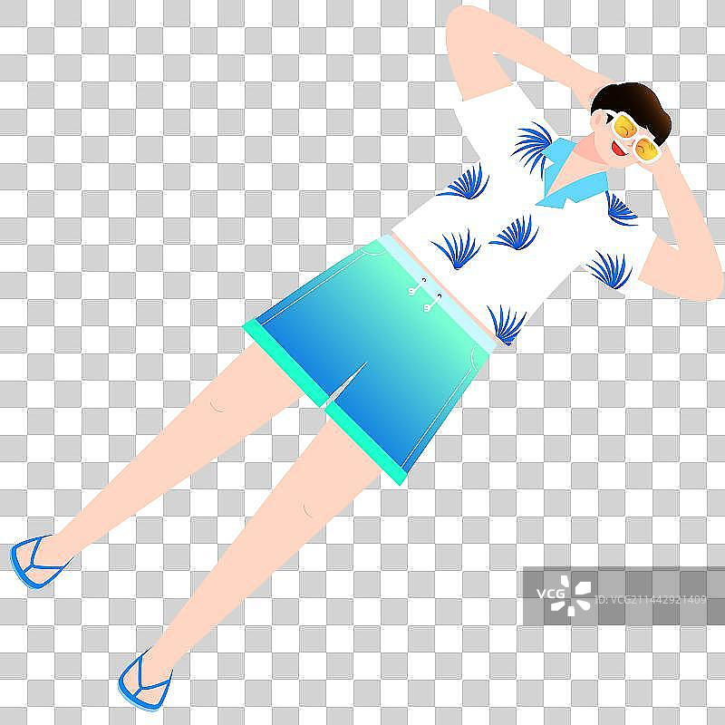 开心度假的年轻时尚男人矢量人物插画元素图片素材