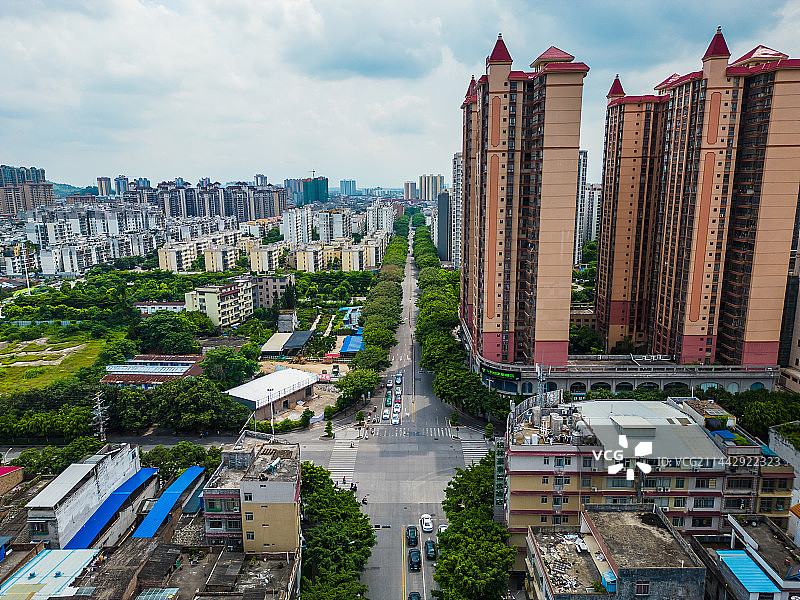 航拍广西玉林城市建筑图片素材