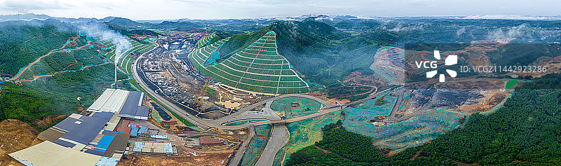 航拍广西世纪工程平陆运河马道枢纽全景图图片素材