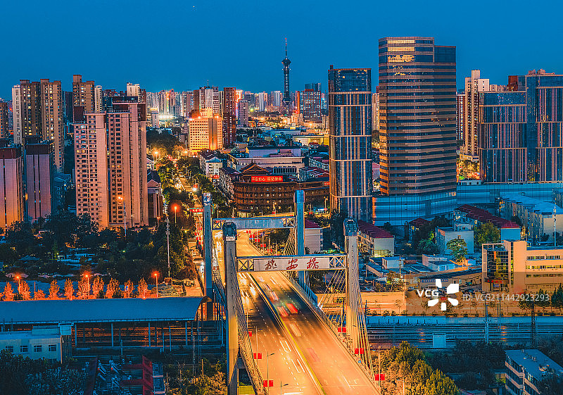 石家庄槐安大桥夜景图片素材