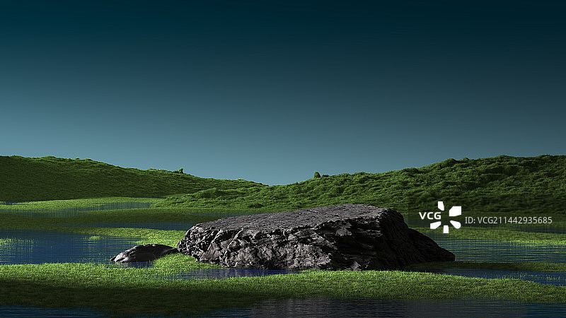 三维渲染抽象山脉地形背景图片素材