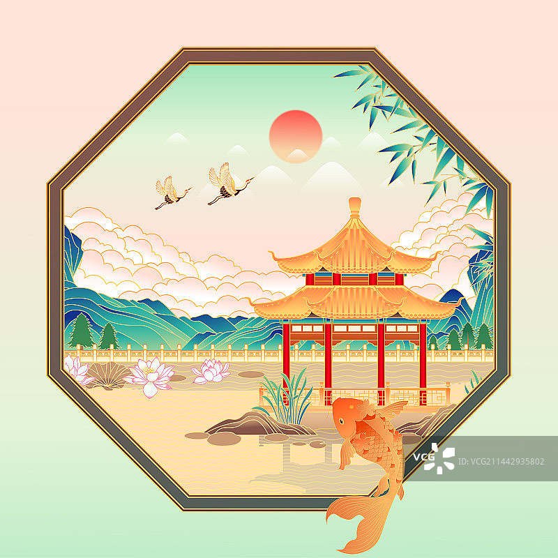 江苏苏州城市地标建筑插画图片素材