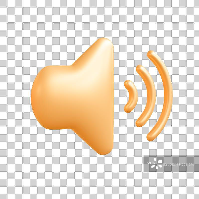 3D立体金色声音UI标志图片素材