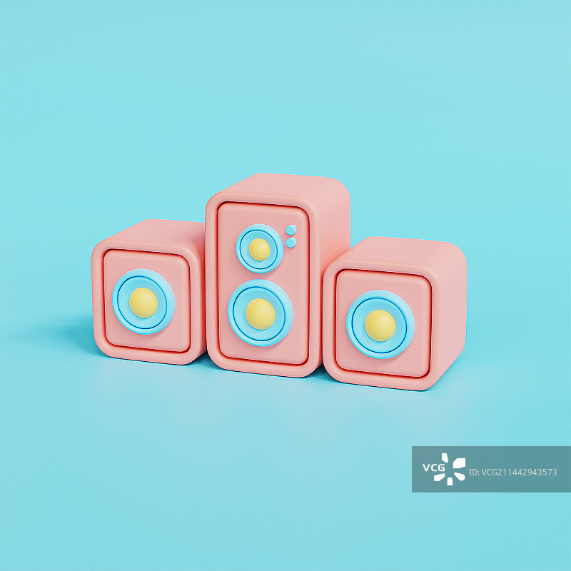 3D立体粉色音响插画图片素材