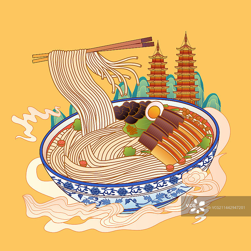 桂林米粉插画图片素材