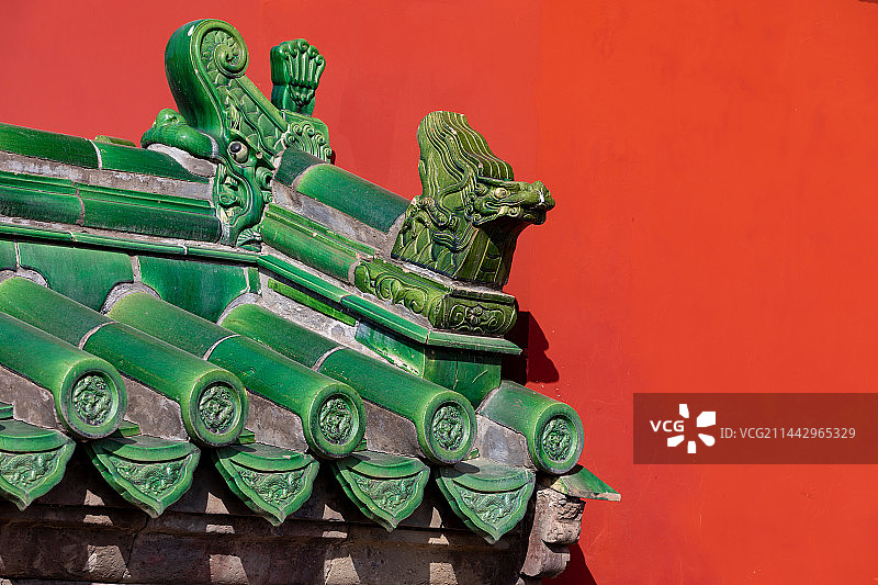 天坛红墙绿瓦特写图片素材