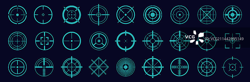 抬头显示器目标元素聚焦十字线图形图片素材