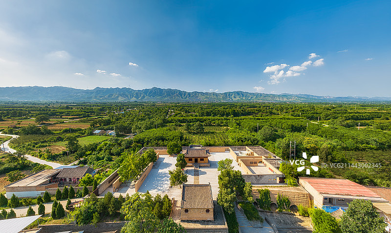 第五批国宝单位，山西省运城市芮城县——广仁王庙（五龙庙）夏季户外航拍全景图片素材