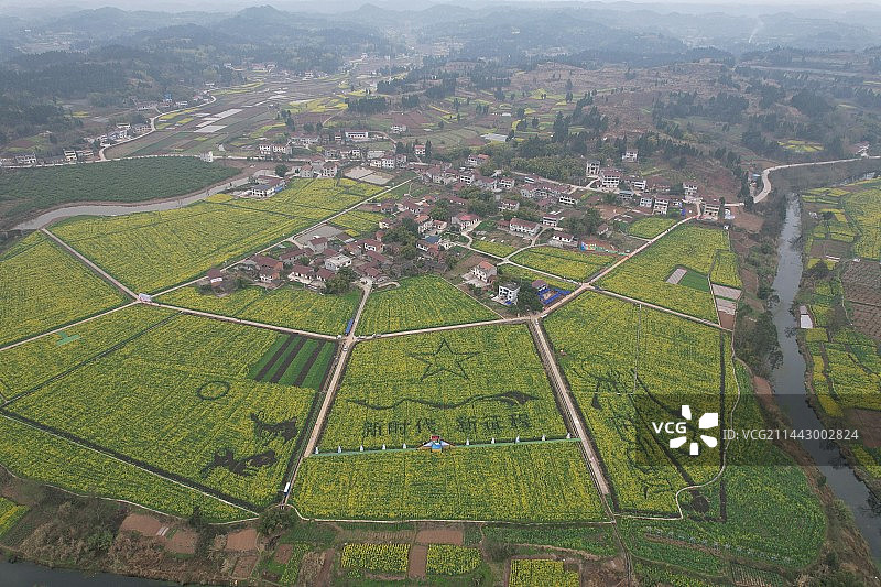 上帝视角下的田园图片素材