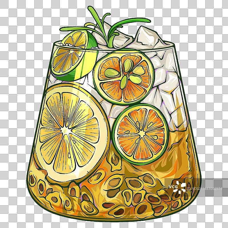 气泡水果茶饮品插画PNG免抠素材图片素材