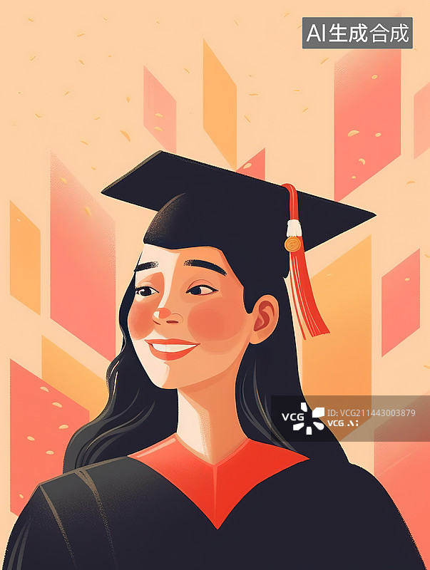 【AI数字艺术】穿着毕业礼服的年轻女子的特写镜头图片素材