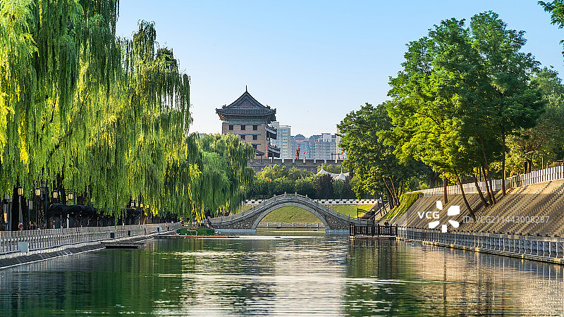 西安城墙护城河图片素材