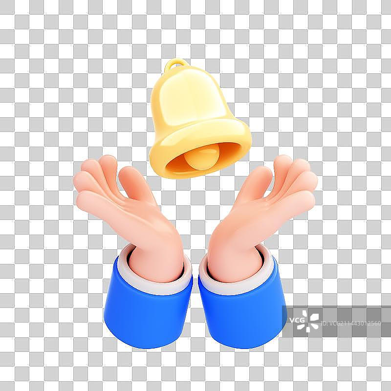 3D渲染的卡通小手与图标图片素材